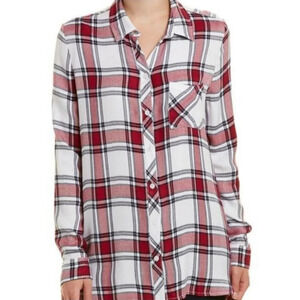 BeachLunchLounge Long Sleeve Paid Button Up 100% Rayon Size Medium